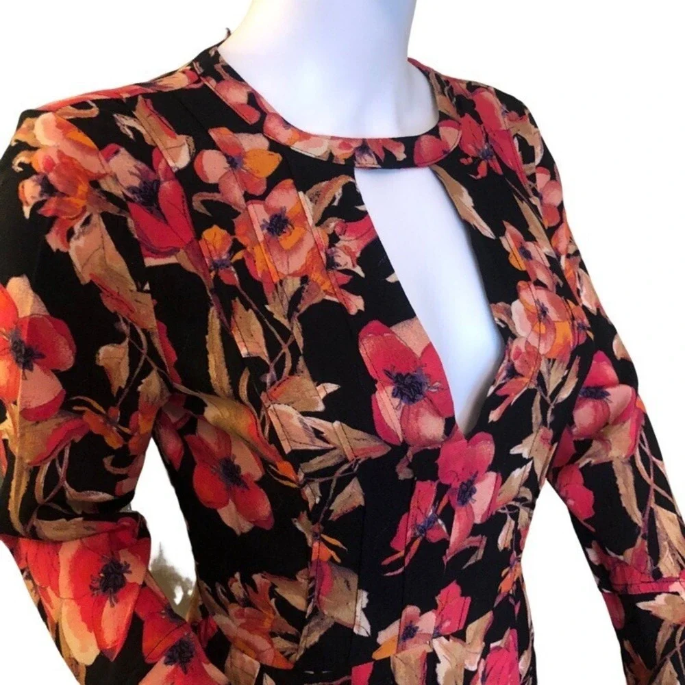 FREE PEOPLE‎ NWT Size 0 Tegan Orange Floral Pleated Mini Dress Tunic Spring Fall